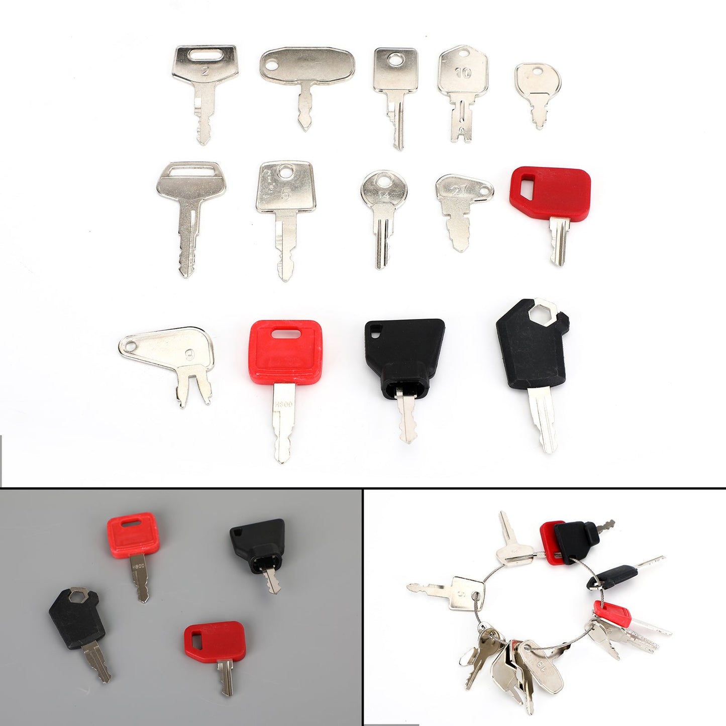 14 Keys Heavy Construction Equipment Ignition Key Set For Cat JD JCB Komatsu Generic