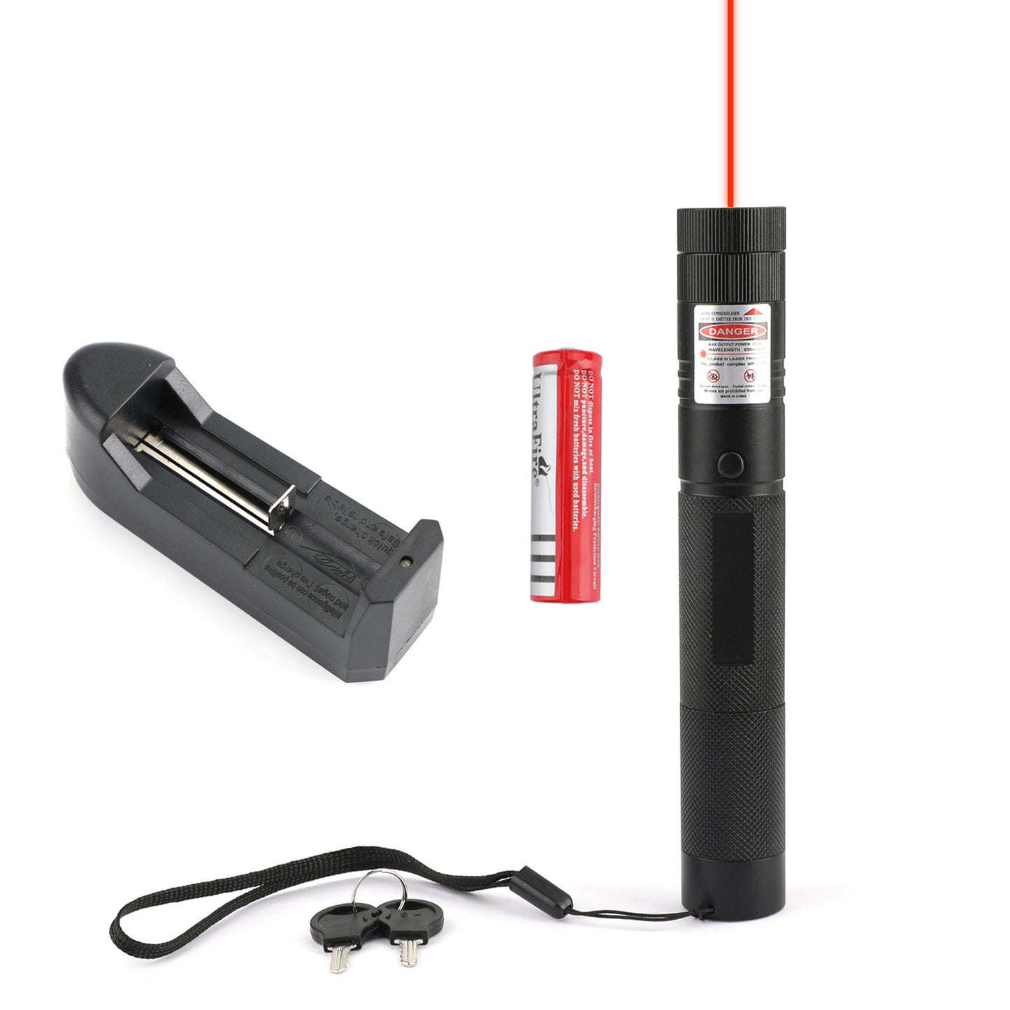 200 Miles 650nm Red Laser Pointer Pen Visible Beam Light Lazer + 18650 + Charger
