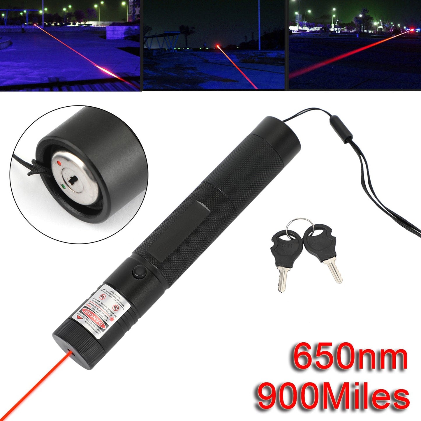Rechargeable 900 Miles Red Laser Pointer Lazer Pen 650nm Visible Beam Generic