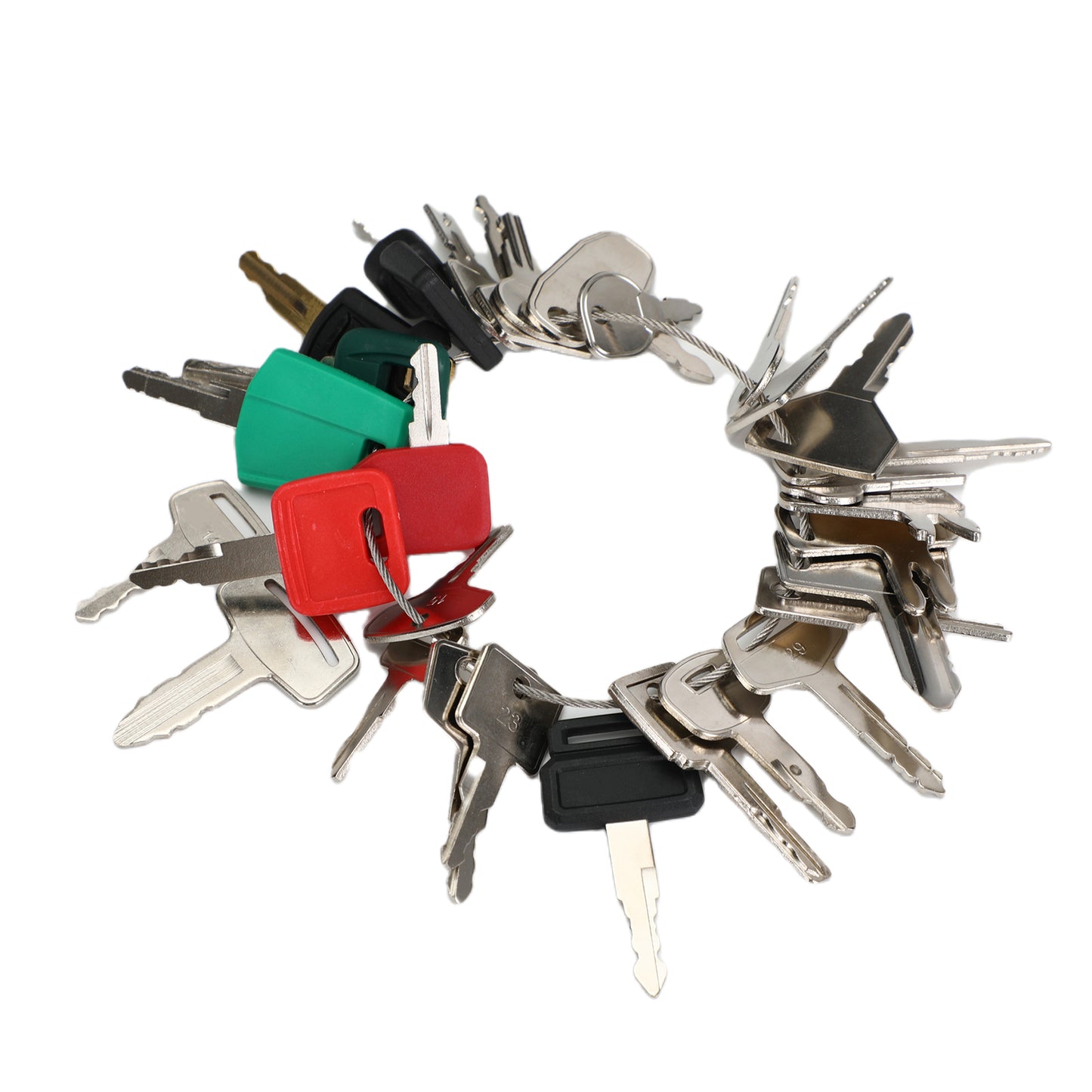 30 Ignition Key Set Heavy Construction Equipment For Cat JD Komatsu Volvo Laser