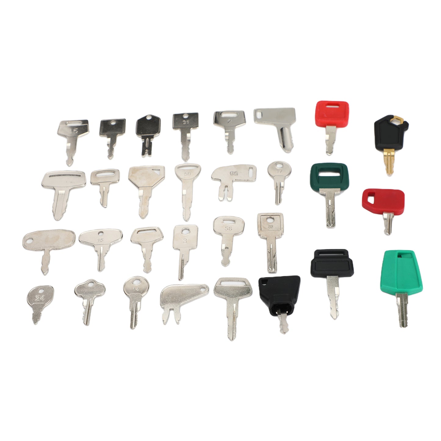 30 Ignition Key Set Heavy Construction Equipment For Cat JD Komatsu Volvo Laser