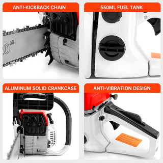 Gasoline Chainsaw – 62CC 52Cc, 2 KW- Sawing Cutting Pruning and Trimming Wood Powered Engine 2 Cycle