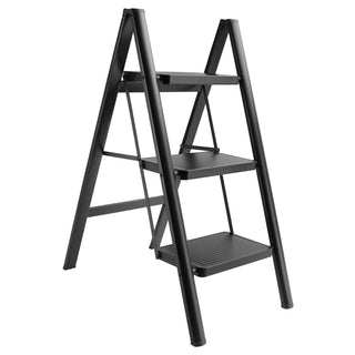 Folding 3 Tier Step Stool  Aluminum Folding Stepladder Shelf