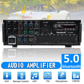 2000W Peak Stereo HiFi Power Amplifier bluetooth 5.0 Karaoke FM USB EQ mixer SUNBUCK with Remote Control for Car Home