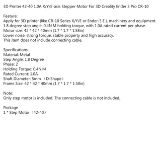 3D Accessories Printer 42-40 42mm RepRap Stepper Motor Torque For Ender 3 CR-10