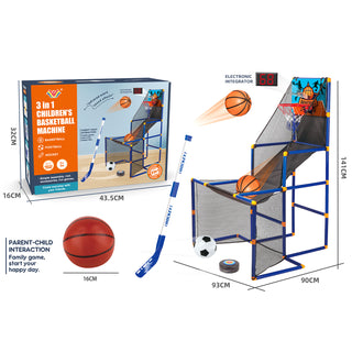 3In1 Scoring Basketball Stand Football Hockey Toy Gift Set For 3+ Years Kids  Toy