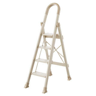 330 lbs Capacity Step Stool for Home Kitchen Office Lightweight Portable Stepladder with Anti-Slip Pedal White 4 Step Folding Ladder Ladder with Handrails