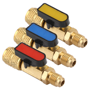 3pcs Straight Ball Valves 1/4"& 5/16" SAE Refrigerant HVAC A/C Tech Hand Tool