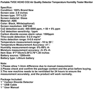 5 In 1 Temperature Humidity Tester Air Quality Carbon Dioxide HCHO Monitor