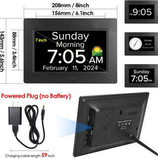 Large Digital Calendar Clock for Seniors with Date, Day & 12 Alarms