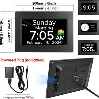 Large Digital Calendar Clock for Seniors with Date, Day & 12 Alarms