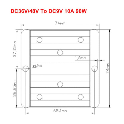 10A Waterproof DC/DC Converter Power Supply Regulator 36V/48V Step Down To 9V Generic