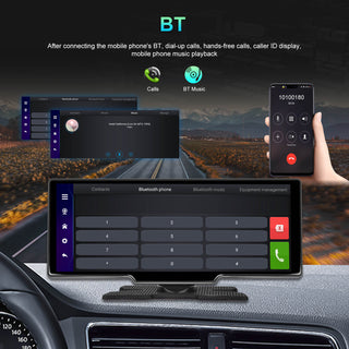 10.26"Portable Bluetooth Car Navigation Carplay HD Large Touch Screen AHD Camera