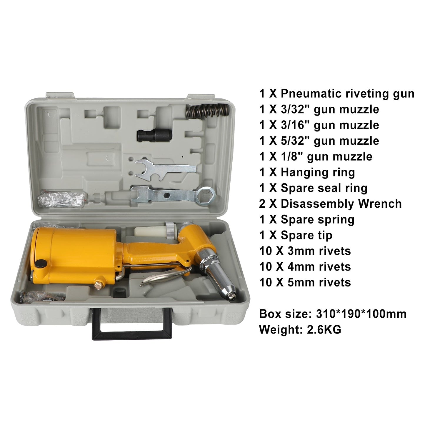 Pneumatic Air Hydraulic Pop Rivet Gun Riveter Riveting 3/32" 3/16" 5/32" 1/8" Generic