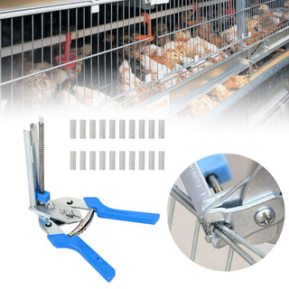 Hog Ring Plier & 600xM Clips Jaws Tool Staples Chicken Mesh Wire Cage