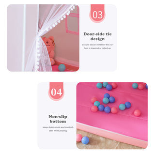 Mesh Window Portable Children’s Playhouse with Carry Bag Pink Assembly Tent with Metal Frame Kids Indoor Play Tent for Boys & Girls Optional Star Lights & Mat