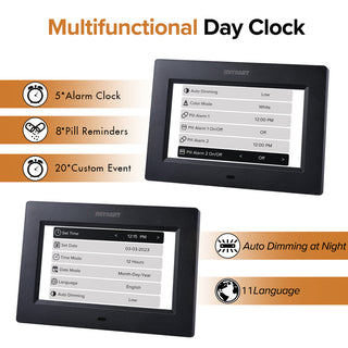 Large Digital Calendar Clock for Seniors with Date, Day & 12 Alarms