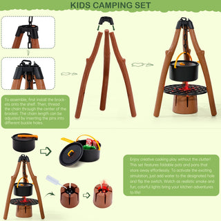 42Pcs Camping Pretend Play Tent Indoor and Outdoor Gift for Boys Girls Oil Lantern Binoculars Kids Camping Set with Tent Toy Campfire