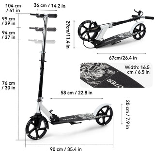Foldable Commuter Kick Scooter For Adults and Teens With 8" Large solid pu luminous tire Dual Safety Brakes Anti-Slip Deck Commute Kick Scooter