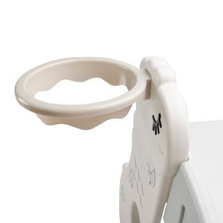 3In1 Kid Folding Slide With Climber,Basketball Hoop,Freestanding Slide Toy White Toy