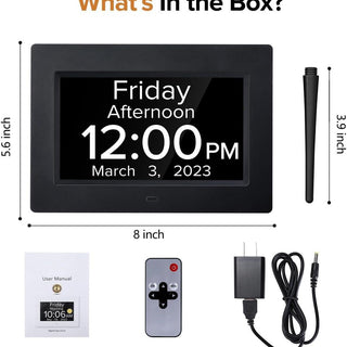 Large Digital Calendar Clock for Seniors with Date, Day & 12 Alarms