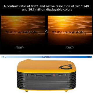 A2000 Mini Portable Projector LCD 800 lumen Projectors Home Theater Yel US Plug