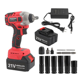 1/2" 21V Brushless Impact Wrench Torque Rattle Gun Electric Ratchet w/battery