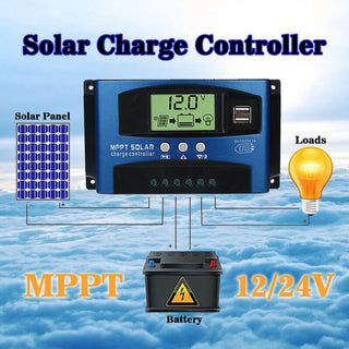 Panel Auto Focus 40A Regulator 12V-24V Dual USB MPPT Solar Charge Controller