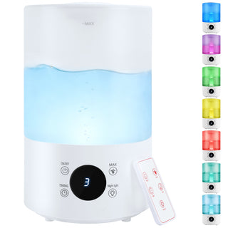 Humidifiers for Bedroom  Auto Shut-Off  Quiet Ultrasonic Humidifier with 360° Nozzle and Colorful Gradient Light  4L Cool Mist Humidifier for Home Plant and Baby Nursery