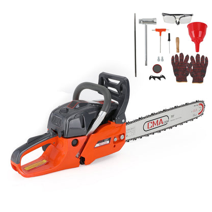 22 inches 68CC Gasoline Chainsaw Cutting Wood Gas Sawing Aluminum Crankcase Chain Saw