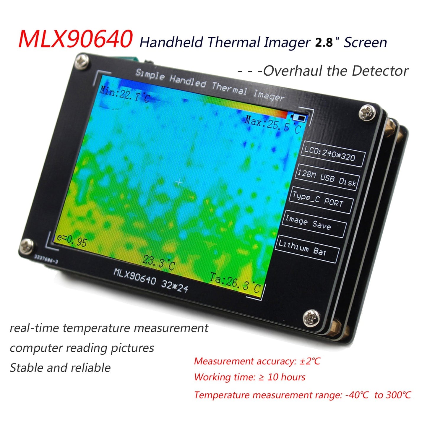 MLX90640 Digital Thermal Imager 2.8" Infrared Temperature Sensors Detection Tool Generic