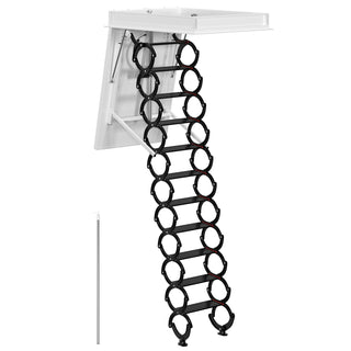 11 Steps Electirc Attic Ceiling Ladder 31.5*43.31" Black Alloy steel Loft Stairs