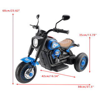 3Wheel 6V Kid Ride On Motorcycle Electric Toy With Colorful Light And Music Blue