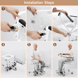 250 lb Patient Chair Transferred Lift Wheelchair Removable Split Type Wheelchair