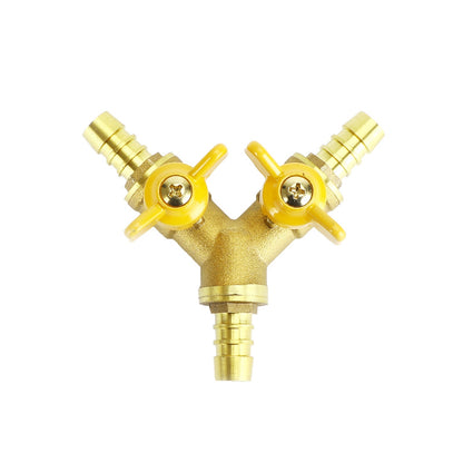 3/8" Hose Barb Ball Valve Y Shaped 3 Way Connector Barb Brass Fitting OD 11mm Generic