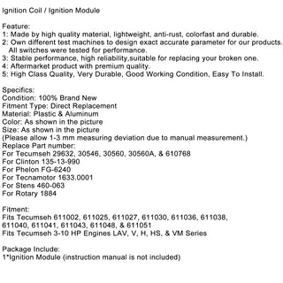 Ignition Coil Module For Tecumseh 3-10HP 30560A 610768 29632 Clinton 135-13-990