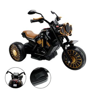 3 Wheel Kids Ride On Motorcycle Electric Dual Drive Toy Car With LED Light Black Toy