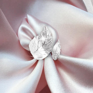 6PCS Silver Napkin Rings Leaf Napkin Holder Adornmen Alloy