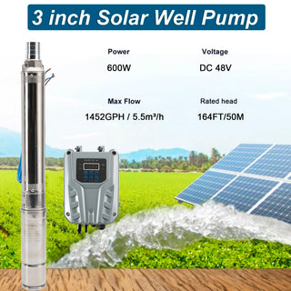 3" 600W Solar Pump Kit – 48V Submersible with MPPT for Deep Wells