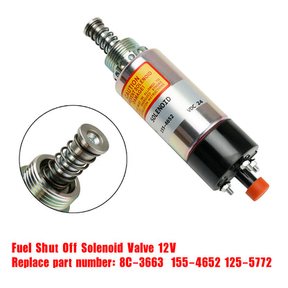 8C-3663 155-4652 125-5772 Shut Off Solenoid For CAT 3126 3114 3116 24V Generic