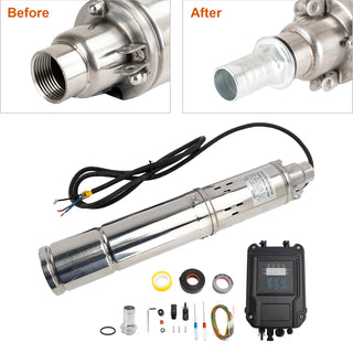 3" 60V 1KW MPPT Screw Solar Bore Pump Submersible Deep Well Hole Steel Head 160M3" 60V 1KW Deep Well Solar Submersible Bore Hole Water Pump Head 160M