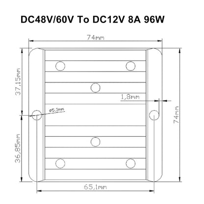 Waterproof DC 48V/60V to 12V 96W 8A Step-Down Power Supply Converter Regulator Generic