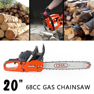 20" 68CC Gasoline Chainsaw Cutting Wood Gas Sawing