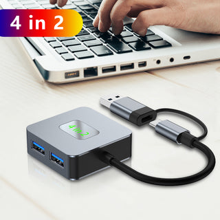 4 in 2 Type-C + USB to USB3.2 Interface Hub Adapter Dock for MacBook iPad Pro 15