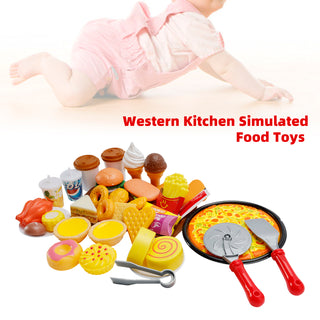 56Pcs Western Kitchen Simulated Food Toys Burger Pizza Children Pretend Toy Set