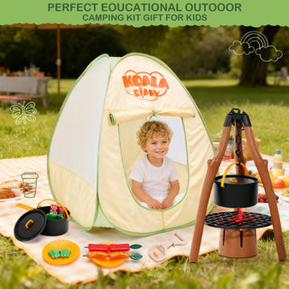42Pcs Camping Pretend Play Tent Indoor and Outdoor Gift for Boys Girls Oil Lantern Binoculars Kids Camping Set with Tent Toy Campfire