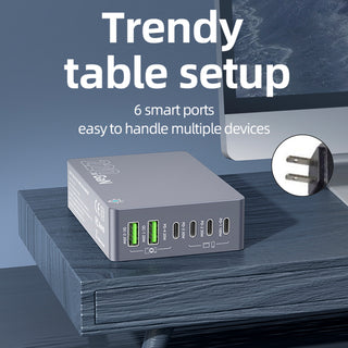 F8A Desktop Charging Station USB 6-Port Fast Charger PD100W Smart Charger US