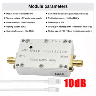 10M-6GHz RF Amplifier 10dB High Gain Driver Receiving Amplifier for GPS Receiver