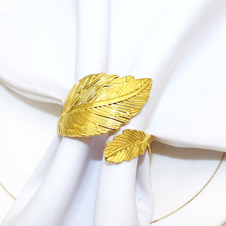6PCS Napkin Rings Leaf Napkin Holder Adornmen Alloy Golden