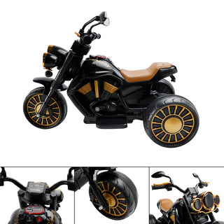 3 Wheel Kids Ride On Motorcycle Electric Dual Drive Toy Car With LED Light Black Toy